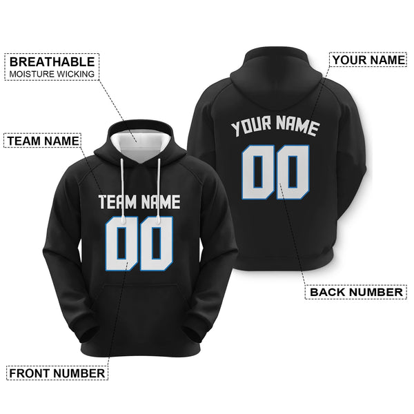 Custom Black White-Powder Blue Sports Pullover  Sweatshirt Football Hoodie