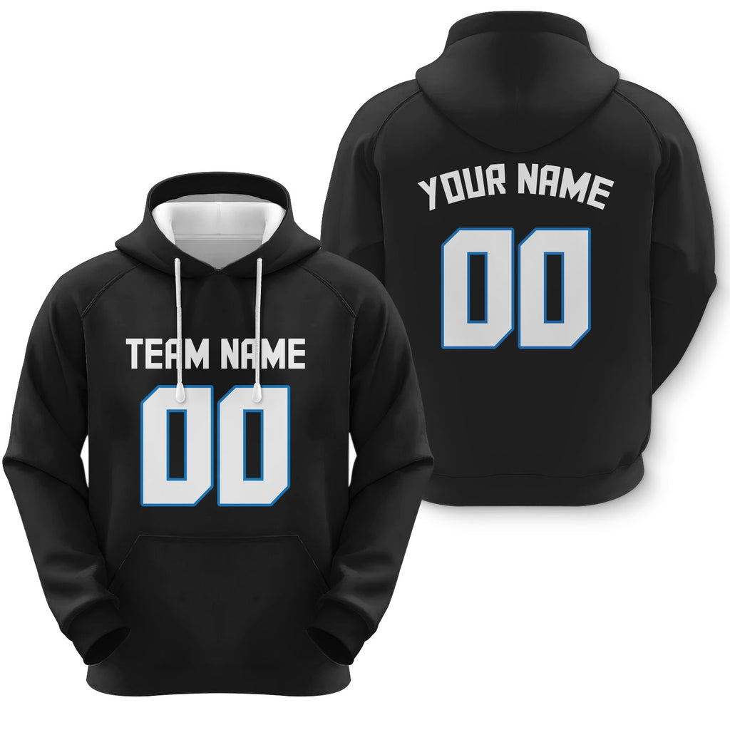 Custom Black White-Powder Blue Sports Pullover  Sweatshirt Football Hoodie