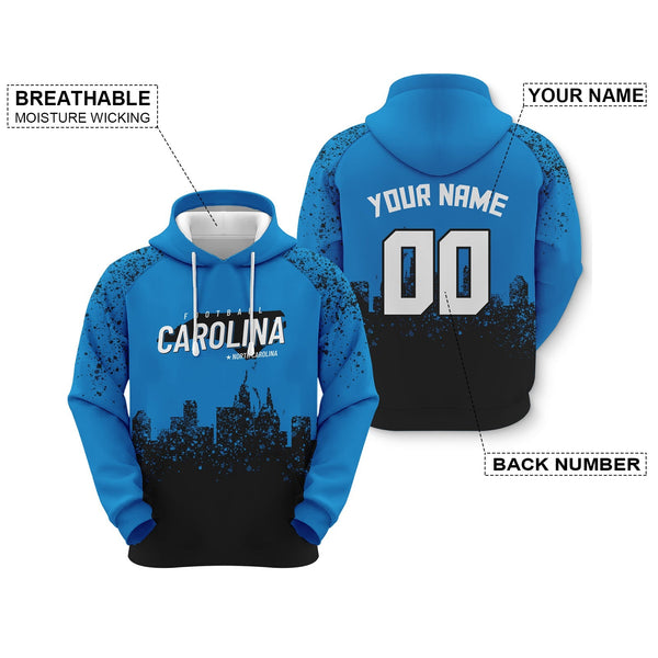 Custom Sports Pullover Sweatshirt Football Graffiti City Map Carolina Fashion Hoodie