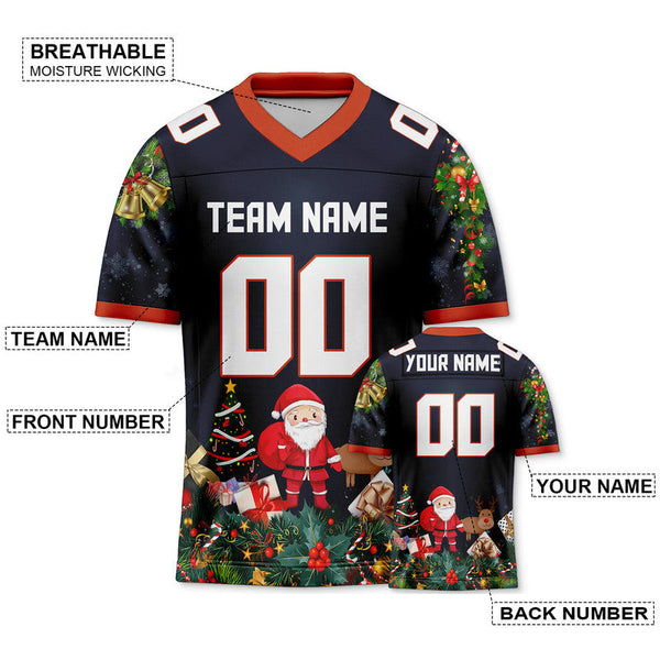 CHRISTMAS DAY CUSTOM NAVY WHITE-ORANGE SANTA CLAUS AUTHENTIC FOOTBALL JERSEY1