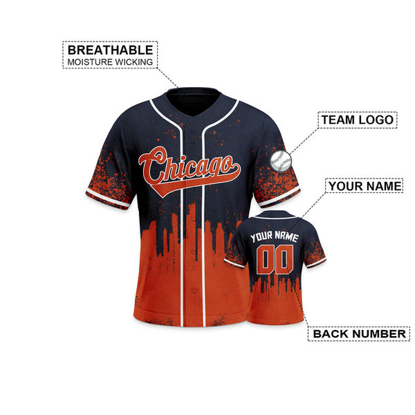 Custom 3D Graffiti Black Orange-White Authentic Baseball Silhouette Jersey