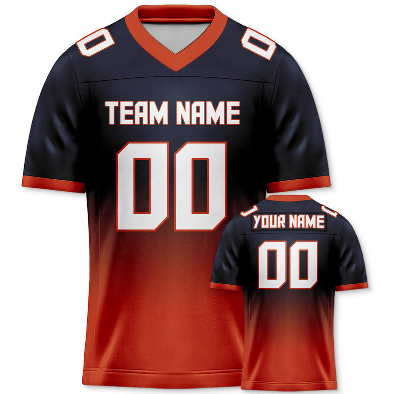 Custom Black Orange-White Authentic Split Fashion Football Jersey