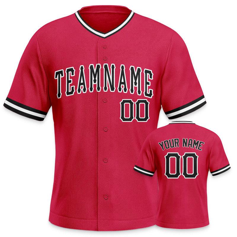 Custom Red Black-White Authentic Baseball Jersey-1