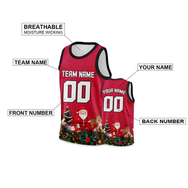 Christmas Day Custom Red White-Black Santa Claus Authentic Basketball Jersey3