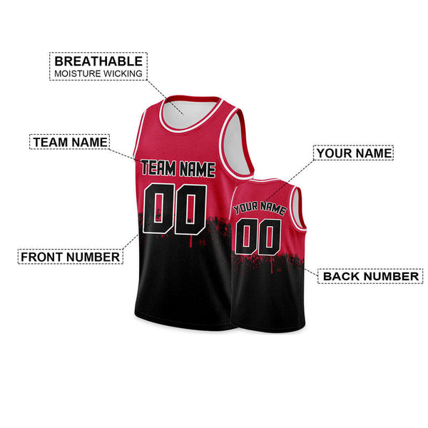 Custom Red Black-White Authentic Spilt Fashion Basketball Jersey1