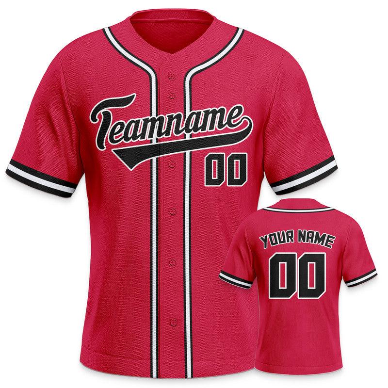 Custom Red Black-White Authentic Baseball Jersey