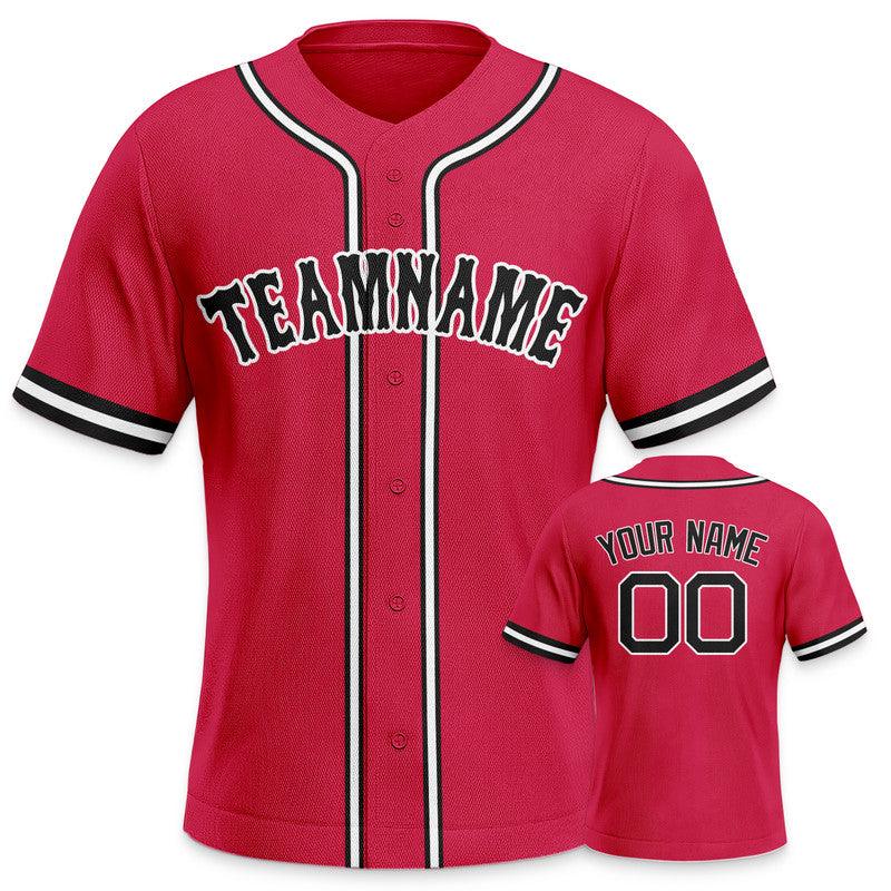 Custom Red Black-White Authentic Baseball Jersey-2