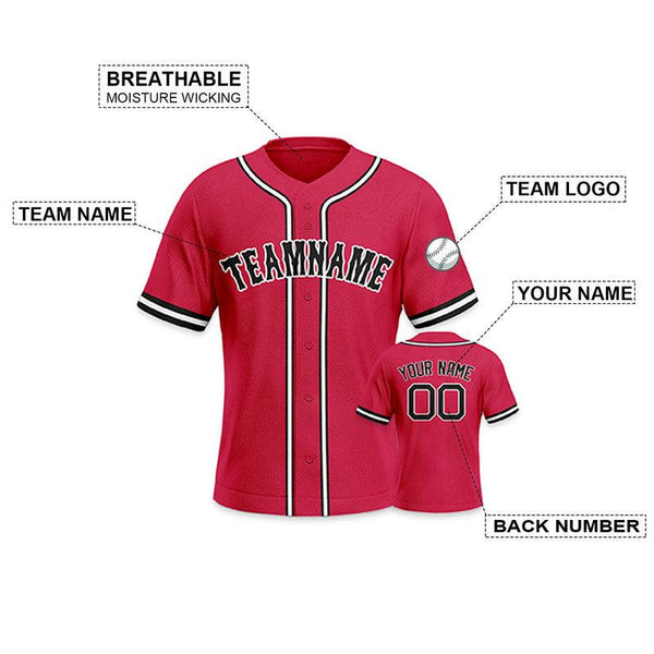 Custom Red Black-White Authentic Baseball Jersey-2