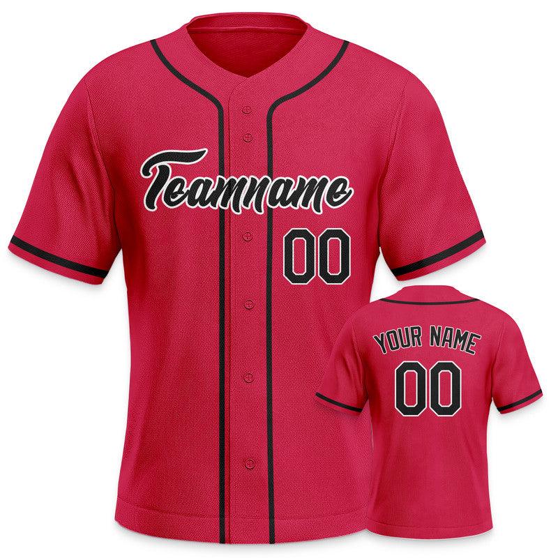 Custom Red Black-White Authentic Baseball Jersey-3