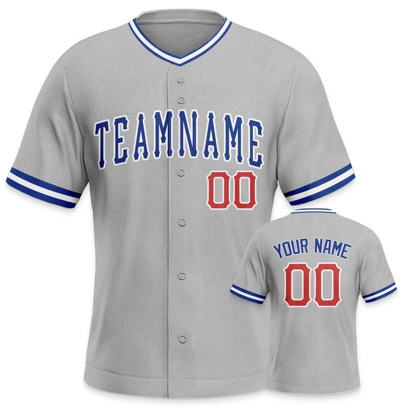 Custom Gray Royal Red-White Authentic Baseball Jersey