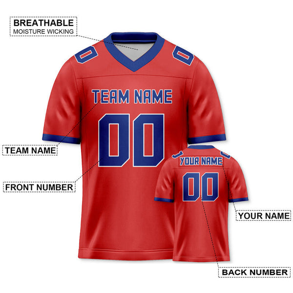 Custom Red Royal Mesh Authentic Football Jersey