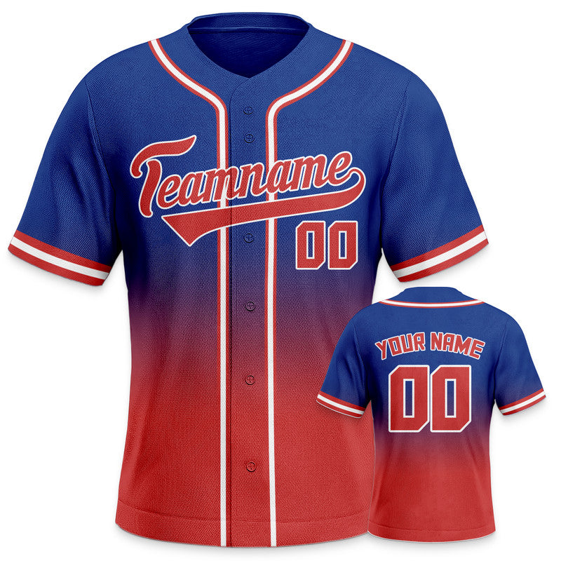 Custom Royal Red-White Authentic Fade Fashion Baseball Jersey-1