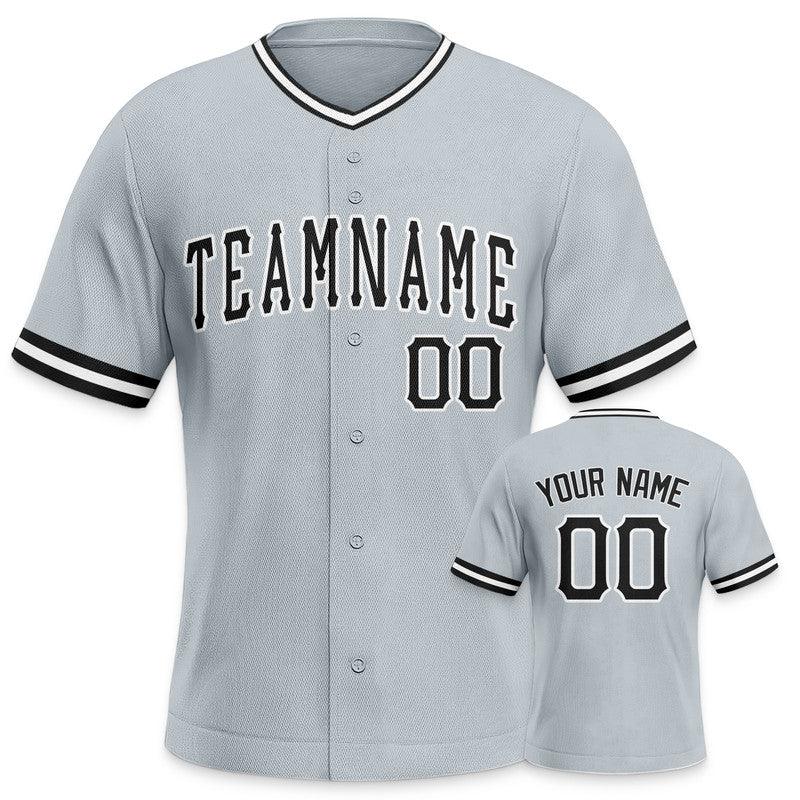 Custom Gray Black-White Authentic Baseball Jersey-1