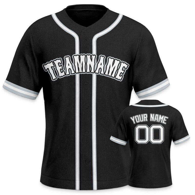 Custom Black White Authentic Baseball Jersey-2