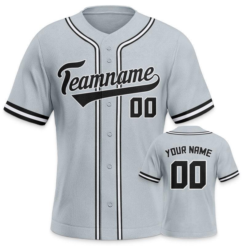 Custom Gray Black-White Authentic Baseball Jersey