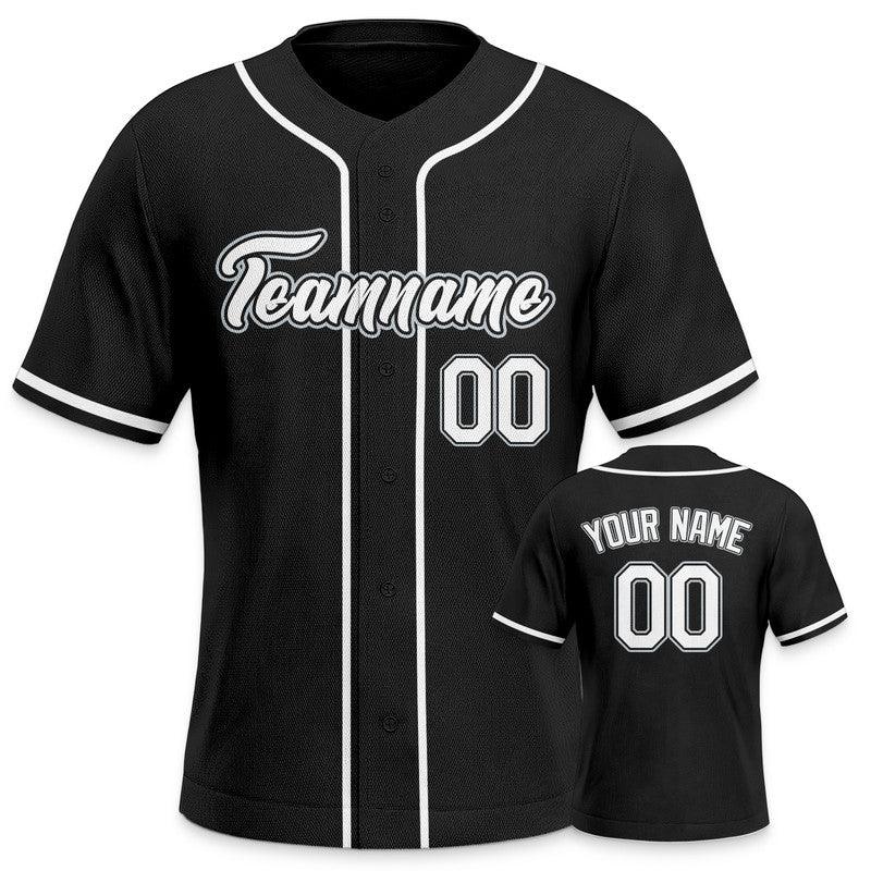 Custom Black White Authentic Baseball Jersey-3