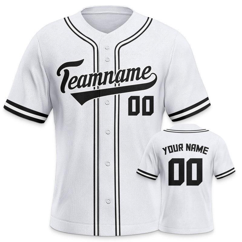 Custom White Black-White Authentic Baseball Jersey