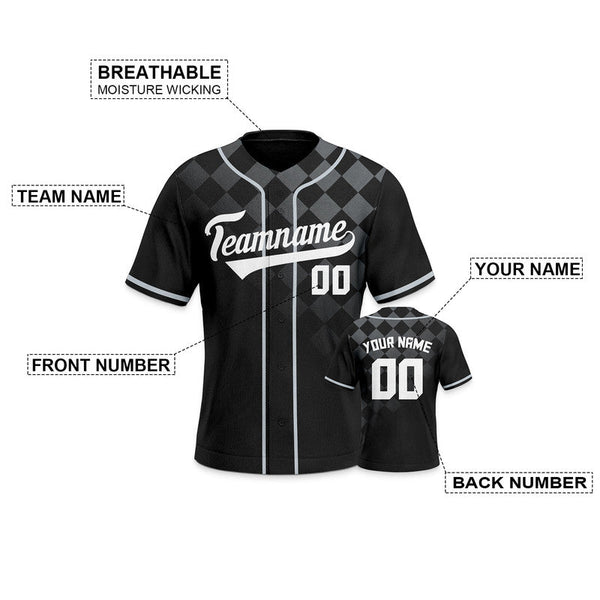 Custom Black White-Gray Creative  Cool Concept Authentic Baseball Jersey