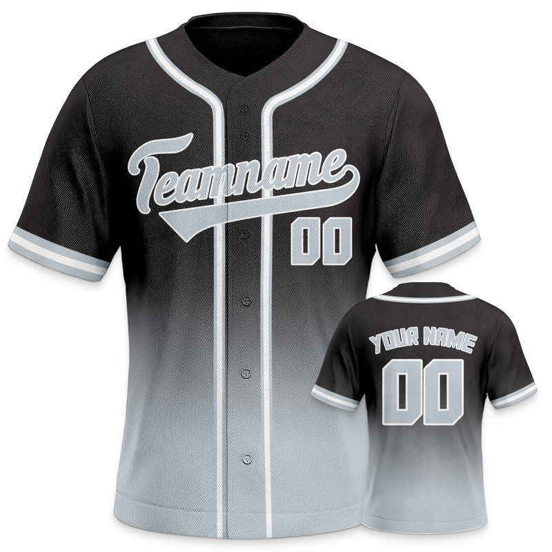 Custom Black Gray-White Authentic Fade Fashion Baseball Jersey