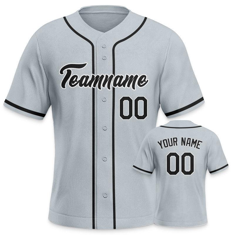 Custom Gray Black-White Authentic Baseball Jersey-3