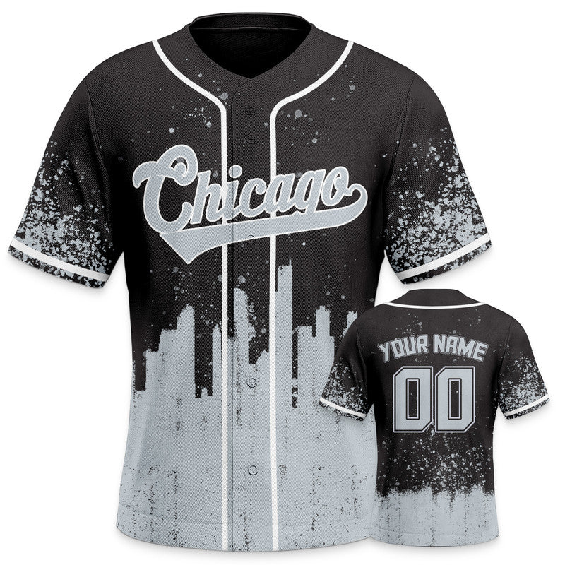 Custom 3D Graffiti Balck Gray-White Authentic Baseball Silhouette Jersey