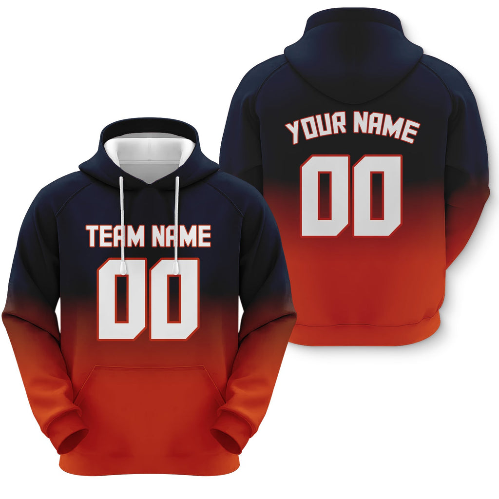 Custom Navy White-Orange Sports Pullover Sweatshirt Split Fashion Football Hoodie