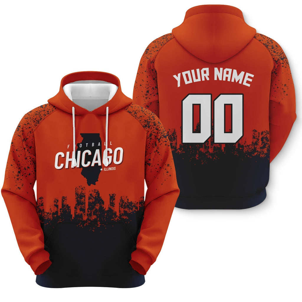 Custom Sports Pullover Sweatshirt  Football Graffiti City Map Chicago FashionHoodie