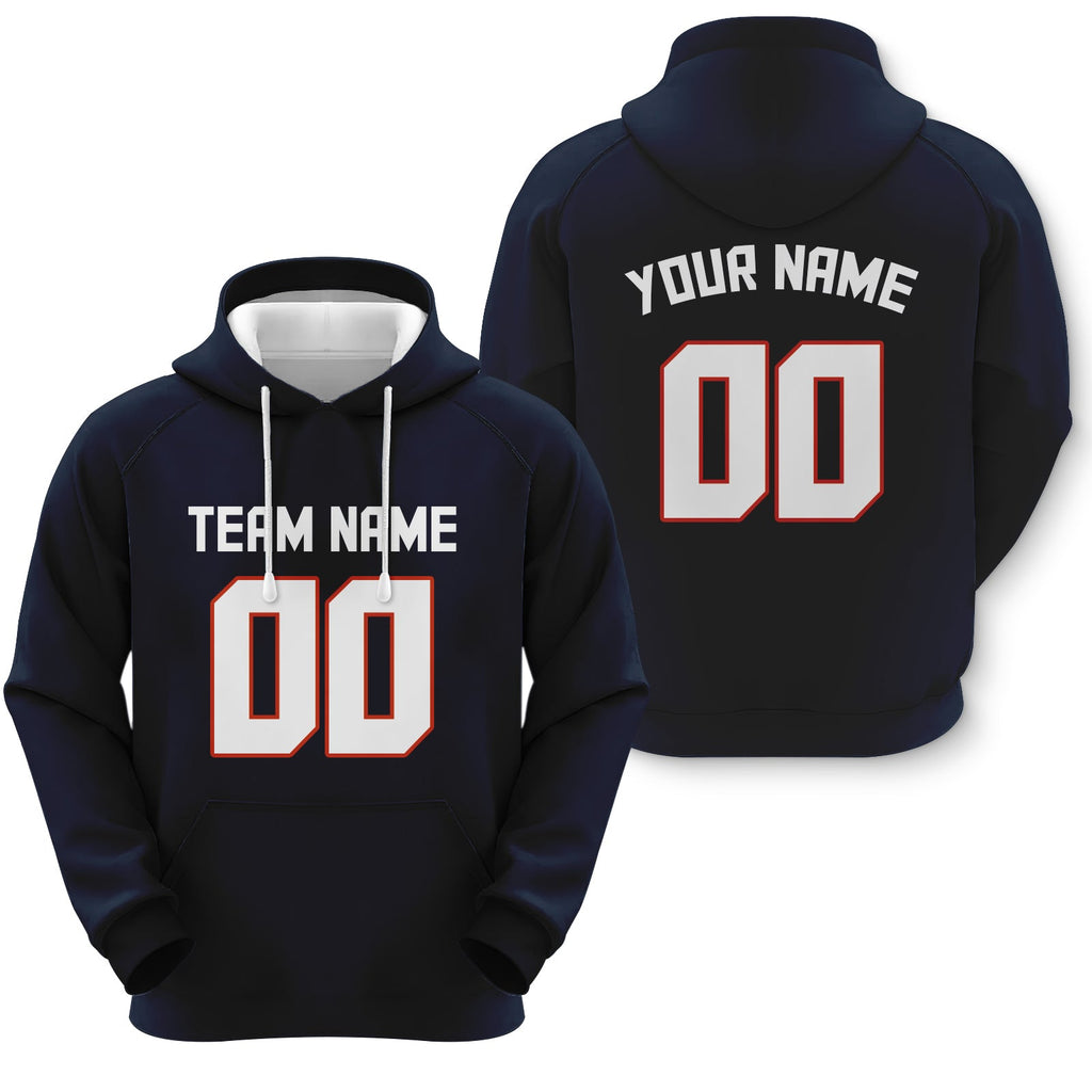 Custom Navy White-Orange Sports Pullover Sweatshirt Football Hoodie