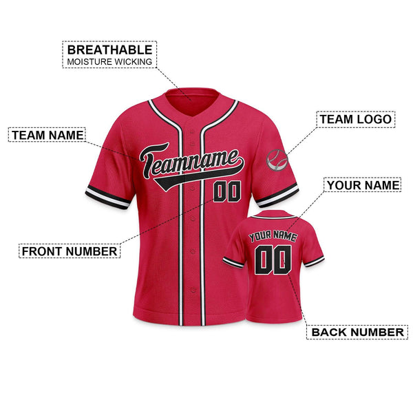 Custom Red Black-White Authentic Classic Baseball Jersey