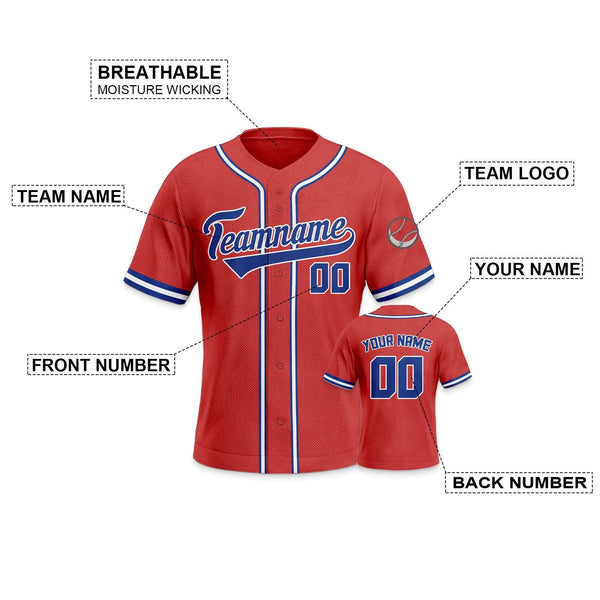 Custom Red Royal-White Authentic Classic Baseball Jersey