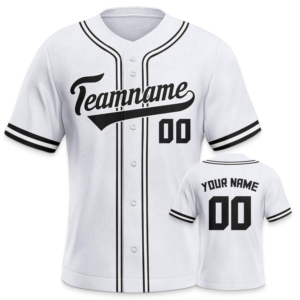 Custom White Black-Silver Authentic Classic Baseball Jersey