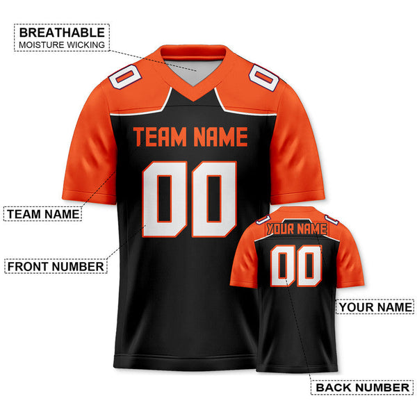 Custom Black White-Orange Concept Version Authentic Football Jersey