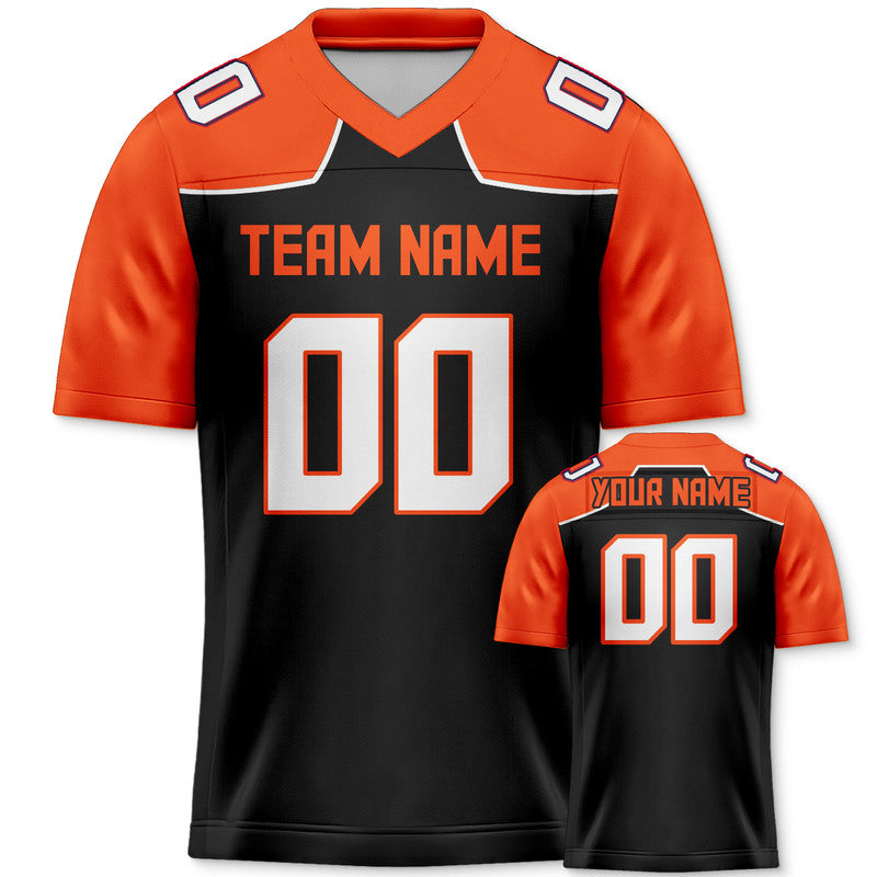 Custom Black White-Orange Concept Version Authentic Football Jersey