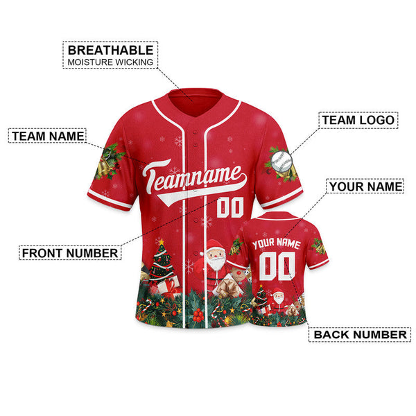 Christmas Day Custom Red White Santa Claus Authentic Baseball Jersey