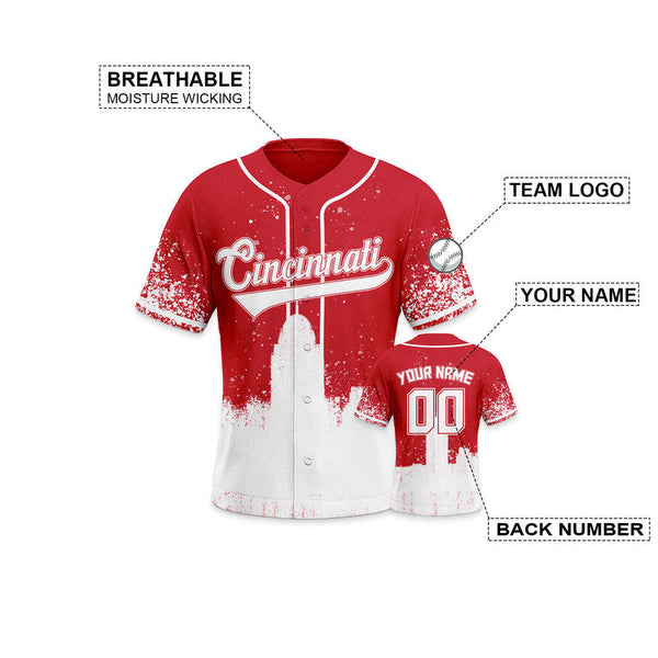 Custom 3D Graffiti Red White Authentic Baseball Silhouette Jersey