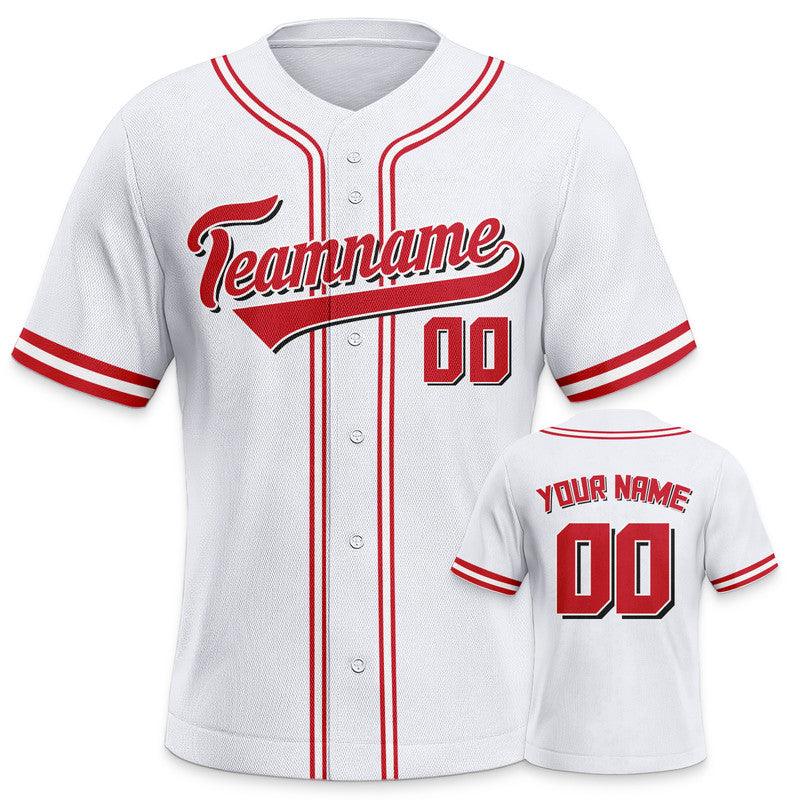 Custom White Red-White Authentic Baseball Jersey