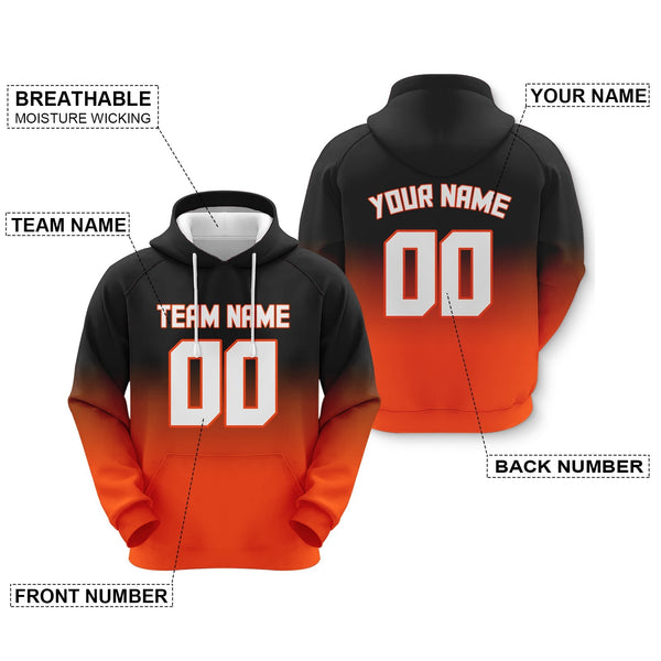 Custom Black White-Orange Sports Pullover  Sweatshirt Split  Fashion Football Hoodie