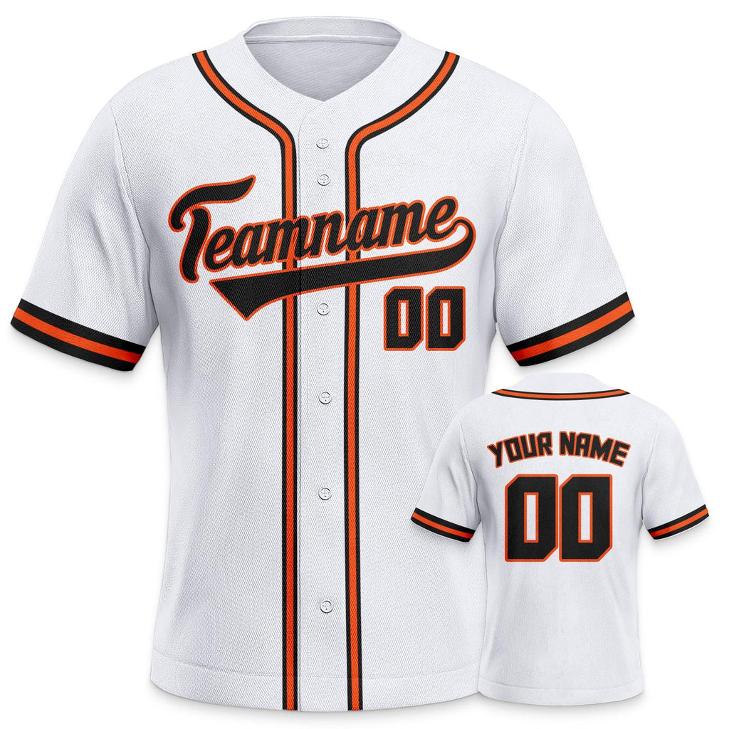 Custom White Black-Orange Authentic Classic Baseball Jersey