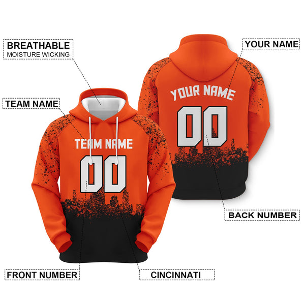 Custom Sports Pullover Sweatshirt Graffiti City Cincinnati Fashion Football Hoodie