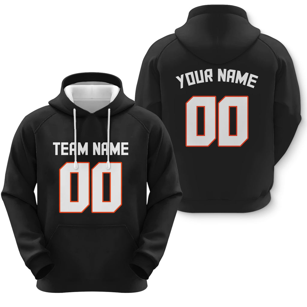 Custom Black White-Orange Sports Pullover  Sweatshirt Football Hoodie