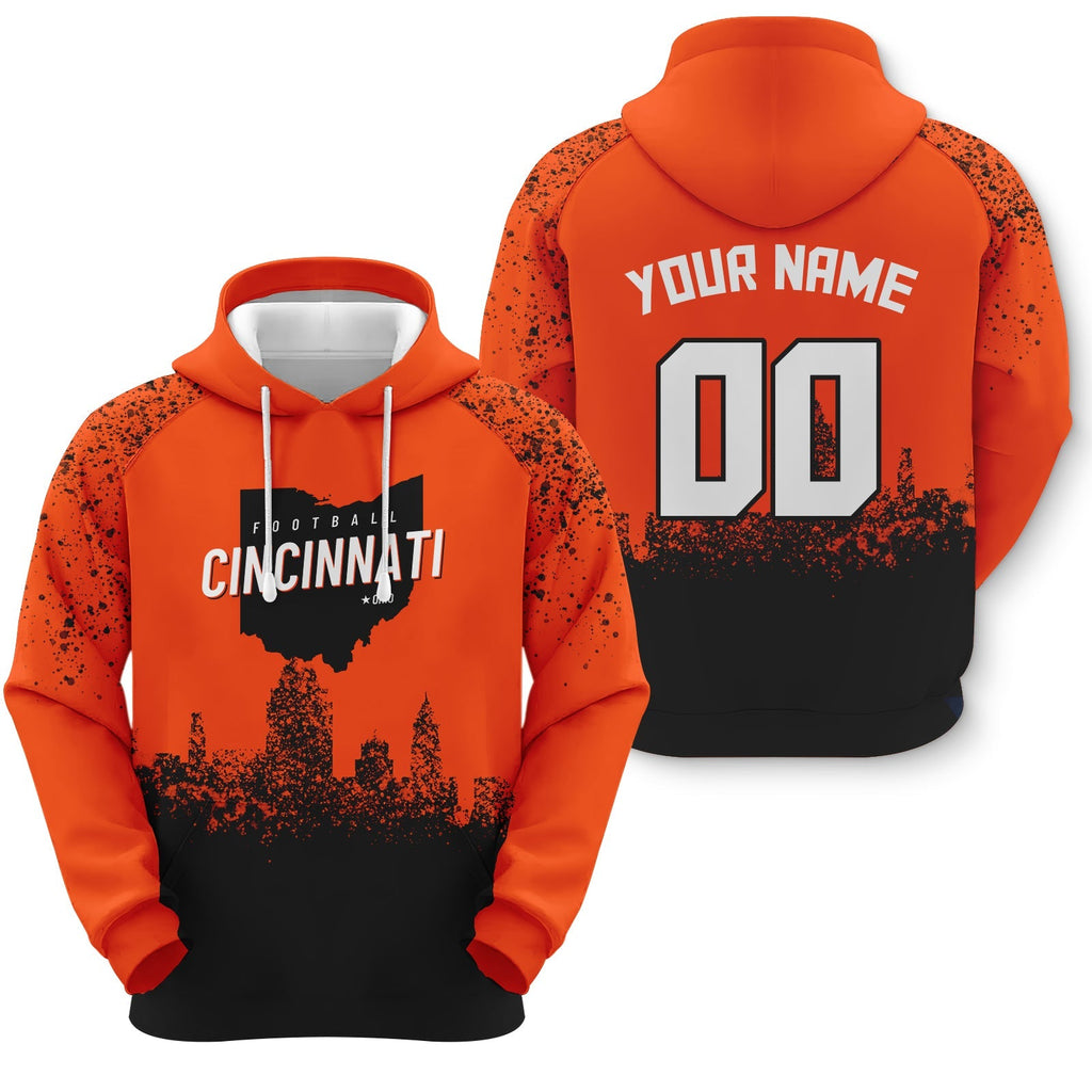 Custom Sports Pullover Sweatshirt Football Graffiti City Map Cincinnati Fashion  Hoodie