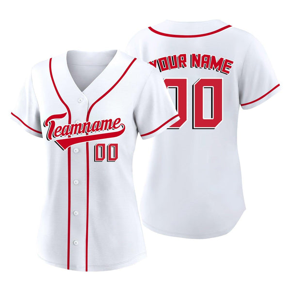 Custom White Red-Black Authentic Classic Baseball Jersey