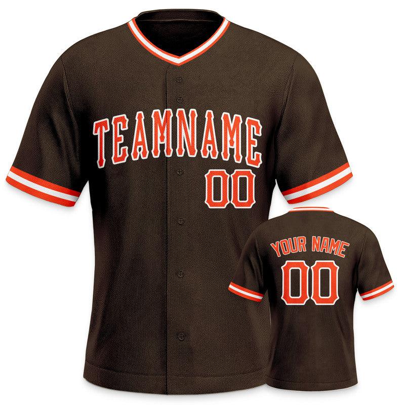 Custom Brown Orange-White Authentic Baseball Jersey-1