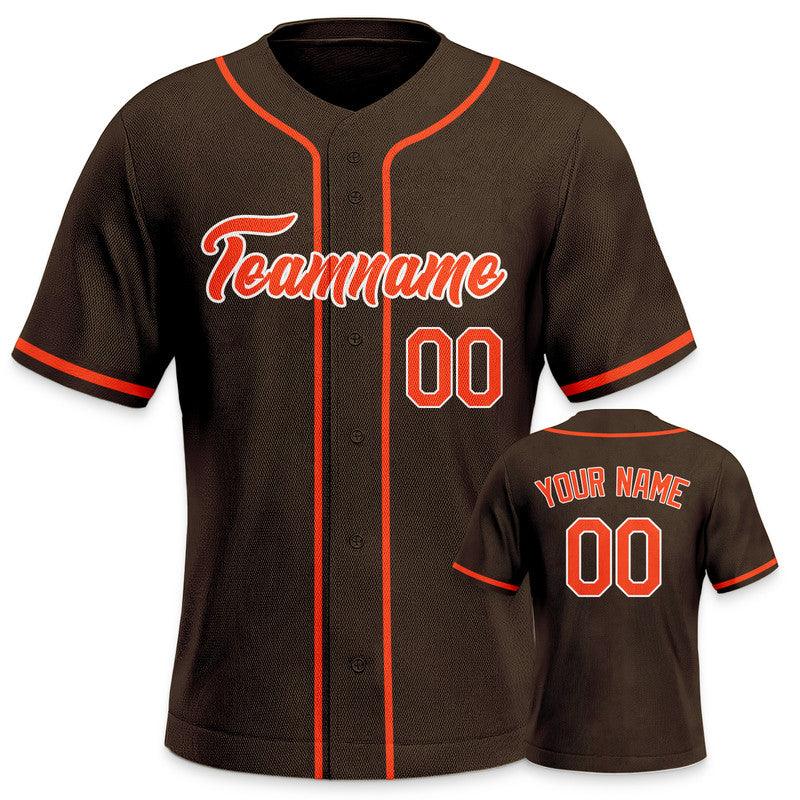 Custom Brown Orange-White Authentic Baseball Jersey-3