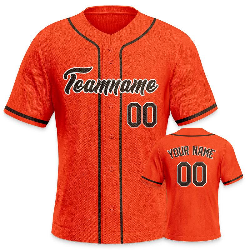 Custom Orange Brown-White Authentic Baseball Jersey-3