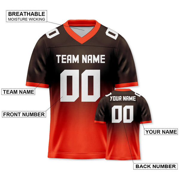 Custom Brown Orange-White Authentic Split Fashion Football Jersey