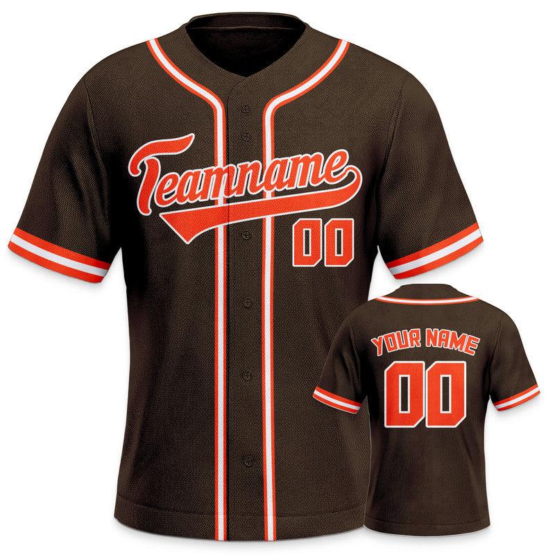 Custom Brown Orange-White Authentic Baseball Jersey