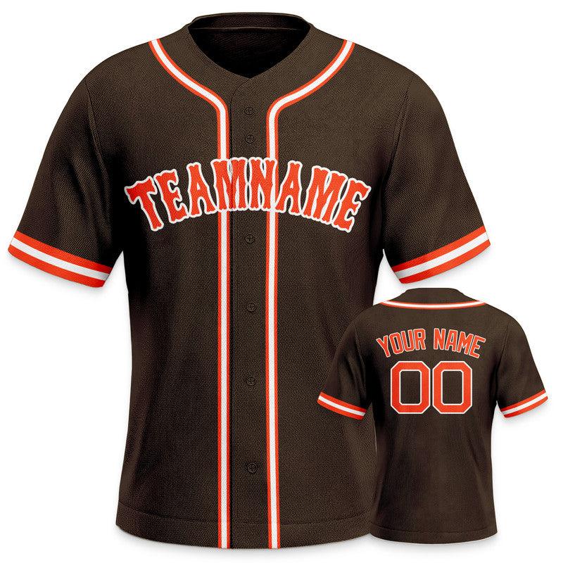 Custom Brown Orange-White Authentic Baseball Jersey-2