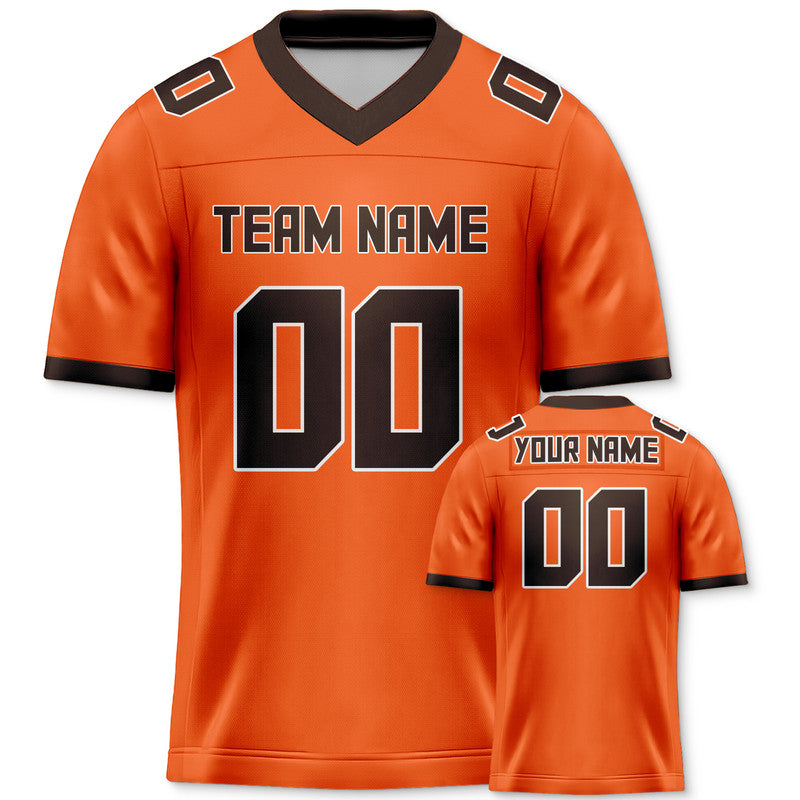 Custom Orange Brown Mesh Authentic Football Jersey