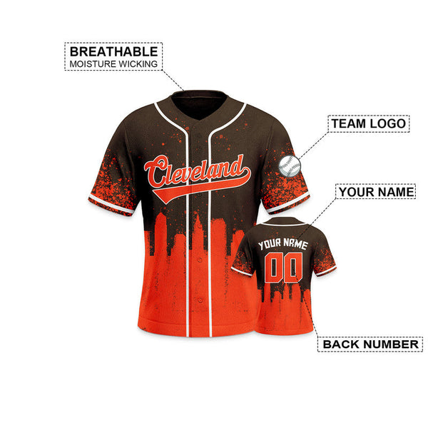 Custom 3D Graffiti Brown Orange-White Authentic Baseball Silhouette Jersey